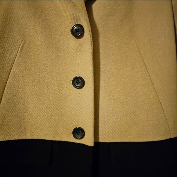 TALBOTS Black & Beige Color-Block Wool Coat - Size 12P - Picture 6 of 8